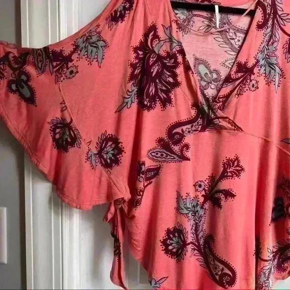 Free People Paisley Poncho Style Top Size S Small - Picture 3 of 5